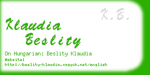 klaudia beslity business card